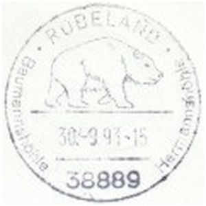 Cave bear Ursus spelaeus from Baumann and Hermann caves on postmark of Germany 1993