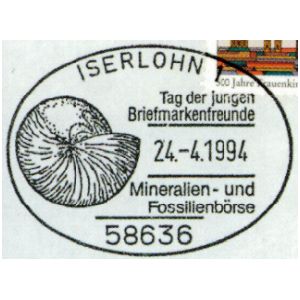Ammonite on commemorative postmark of Germany 1994