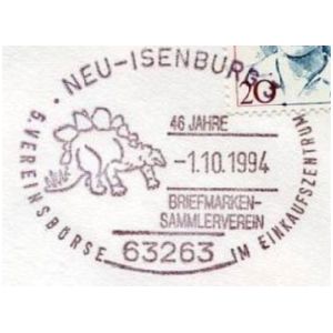 Stegosaurus Dinosaur on post mark of Germany 1994