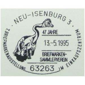 Dinosaur on post mark of Germany 1995