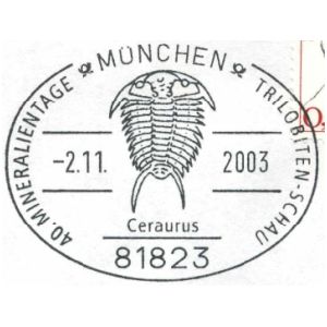 Trilobite on commemorative postmark of Germany 2003