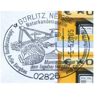 Mammoth tooth on postmark of Germany 2005