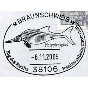 Platypterygius ichthyosaur on postmark of Germany