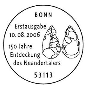 Flint tools of Neandertaler on postmark of Germany 2006