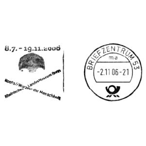 Neandertaler skull on postmark of Germany 2006
