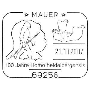 Homo heidelbergensis on commemorative postmark of Germany 2007