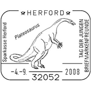 Plateosaurus on commemorative postmark of Germany 2008