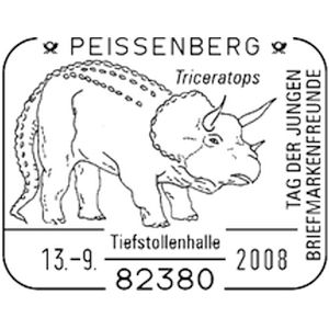 Triceratops on commemorative postmark of Germany 2008