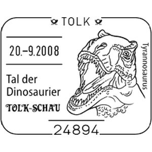 Tyrannosaurus on commemorative postmark of Germany 2008