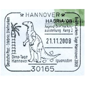 Iguanodon on postmark of Germany 2008