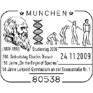 Charles Darwin on postmark of Germany 2009