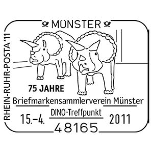 Triceratops on post mark of Germany 2011