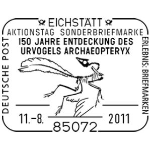 Archaeopteryx on commemorative postmark of Germany 2011