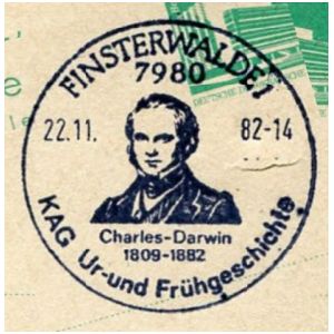 Charles Darwin on postmark of East Germany 1982