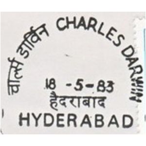 Charles Darwin commemorative postmark of India 1983