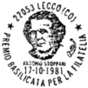 Antonio Stoppani on commemorative postmark of Italy 1981