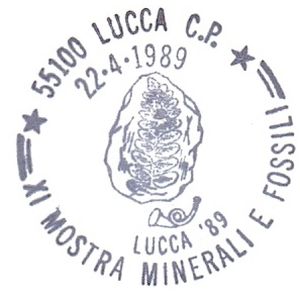 Fossil on postmark of Italy 1988