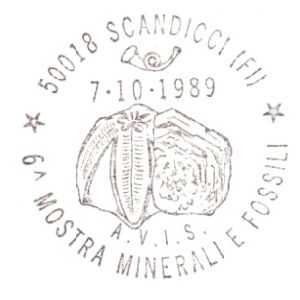Fossils on postmark of Italy 1989