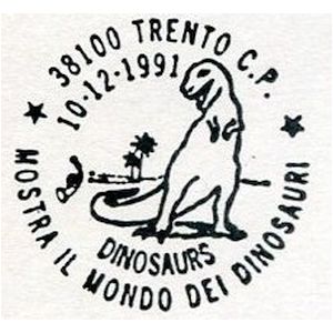 Dinosaur on postmark of Italy1991