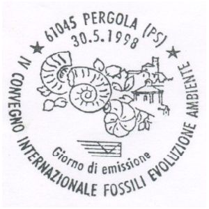Ammonites on postmark of Italy 1998