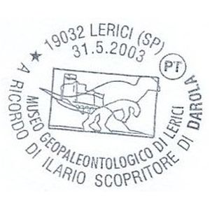 Dinosaur on postmark of Italy 2003