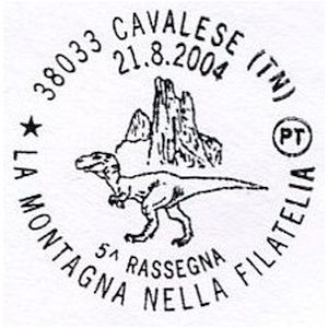 Dinosaur on postmark of Italy 2004