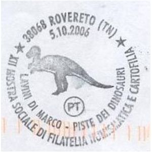 Dinosaur on postmark of Italy 2006