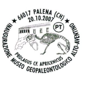 Fossil of Prolagus apricenicus on postmark of Italy 2007