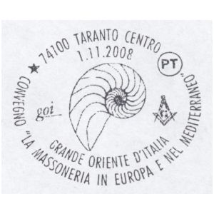 Fossils on postmark of Italy 2008