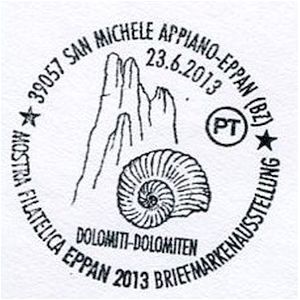Ammonite on postmark of Italy 2013