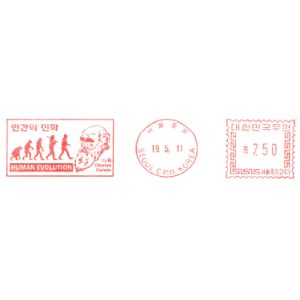 Human Evolution and Charles Darwin on meter franking of South Korea 2011