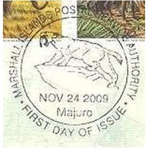 Smilodon on commemorative postmark of the Marshall Islands 2009