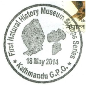 prehistoric animals on postmark of Nepal 2014