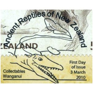 Dinosaur on meter franking of New Zealand 1990
