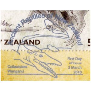 Dinosaur on meter franking of New Zealand 1990