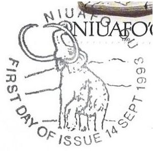 Mammoth on commemorative postmark of Niuafo’ou 1993