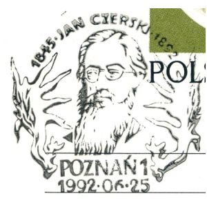 Famopus Polish paleontologist Jan Czerskj on commemorative postmark of Poland 1992