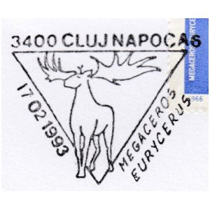 Megaceros Eurycerus on commemorative postmarks of Romania 1993
