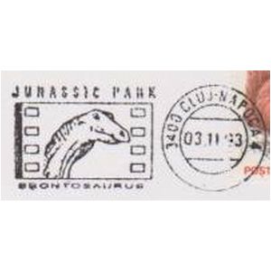 Brontosaurus on commemorative postmarks of Romania 1993