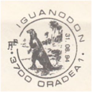 Iguanodon on commemorative postmarks of Romania 1994