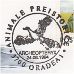 Archaeopteryx on commemorative postmarks of Romania 1994