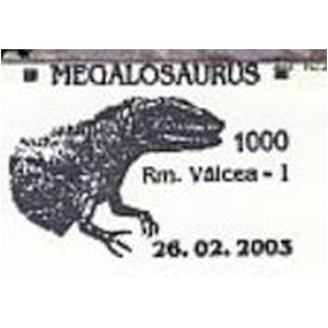 Megalosaurus on commemorative postmarks of Romania 2003