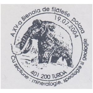 Mammoth on commemorative postmarks of Romania 2004