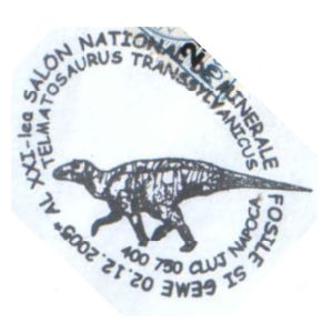 Telmatosaurus transsylvanicus dinosaur on commemorative postmarks of Romania 2005