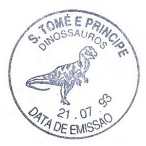 Trex on commemorative postmark of São Tomé and Príncipe 1993