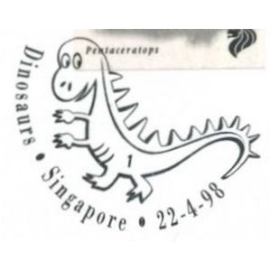 Dinosaur on commemorative postmrak of Singapore 1998
