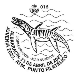 Liopleurodon Pliosaurus on postmark of Spain 2023