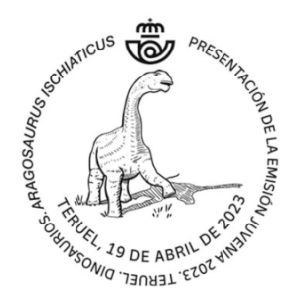 Aragosaurus ischiaticus on postmark of Spain 2023