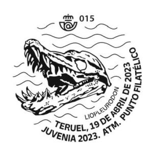 Liopleurodon Pliosaurus on postmark of Spain 2023