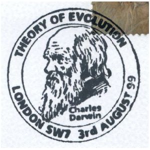 Charles Darwin on postmark of UK 1999